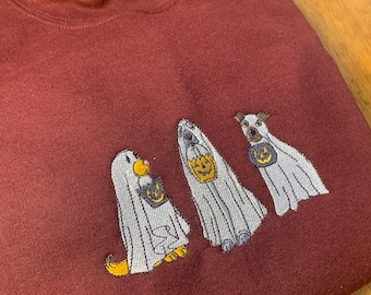 Spökhund Halloween Broderad Tröja