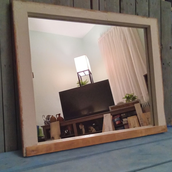 Single pane rustic wall decor window mirror