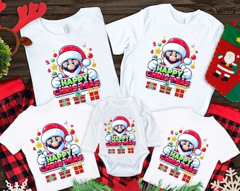 Christmas Mario Mario Inspired T Shirt, Mario Christmas Shirt, Toddler and Girl Birthday Gift Tee, Gift Birthday Shirt