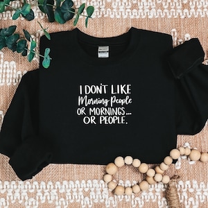 I Don&#39;t Like Morning People or Mornings Tshirt, Dark Humor Sweatshirt, Funny Shirts Sayings, Sarcasm Shirt, Funny Birthday Tee Gift