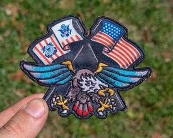 USCG Flag and USA Flag w/ Eagle Morale Patch 4"