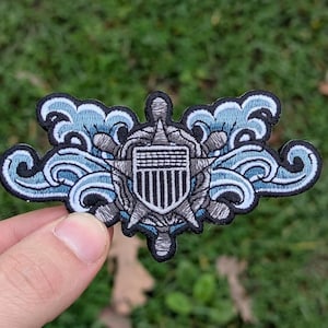 USCG Cutterman Insignia with Japanese Waves Morale Patch 4"