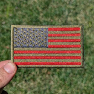 USA Flag Subdued Green Patch 4" Wide Patch