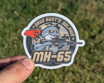 MH-65 Drug Hunt'n Dolphin Sticker 3"
