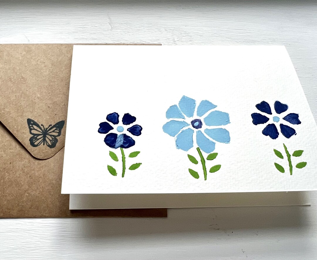 Hand Painted Floral Greeting Card, Blank Inside With Envelope. 4x6 in ...