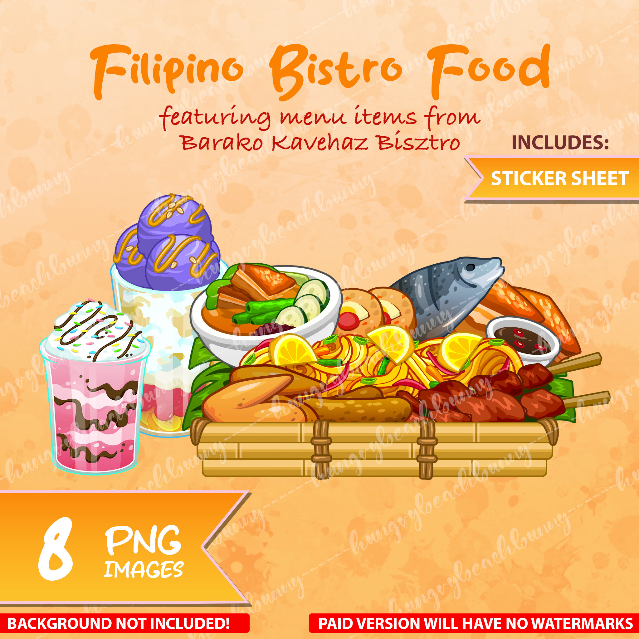 Filipino Bistro Food Clipart: Cafe, Food Art, Sticker, PNG 8 High