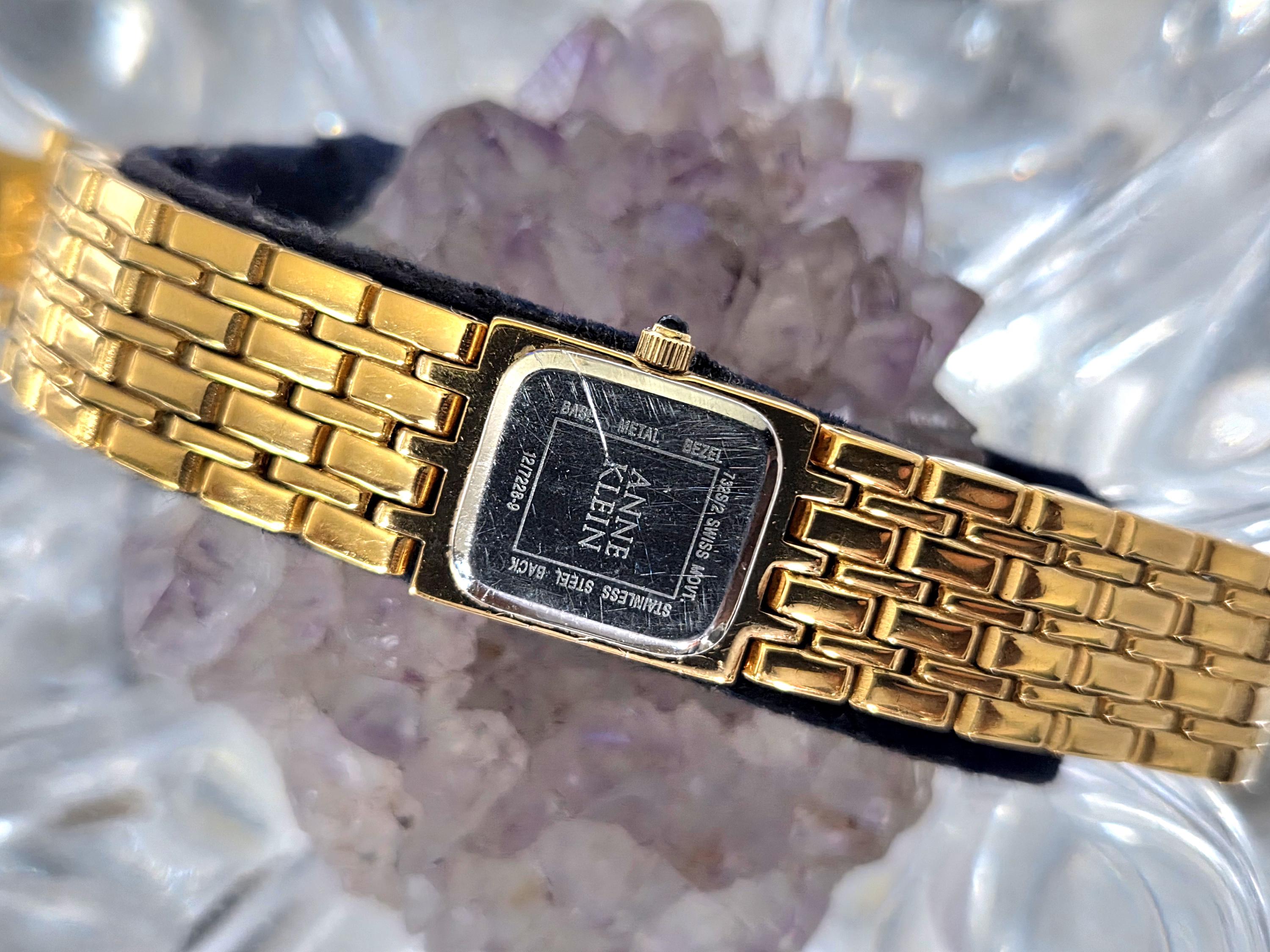 Anne Klein Ladies Diamond Swiss 16mm MOP Bezel Dial Gold 