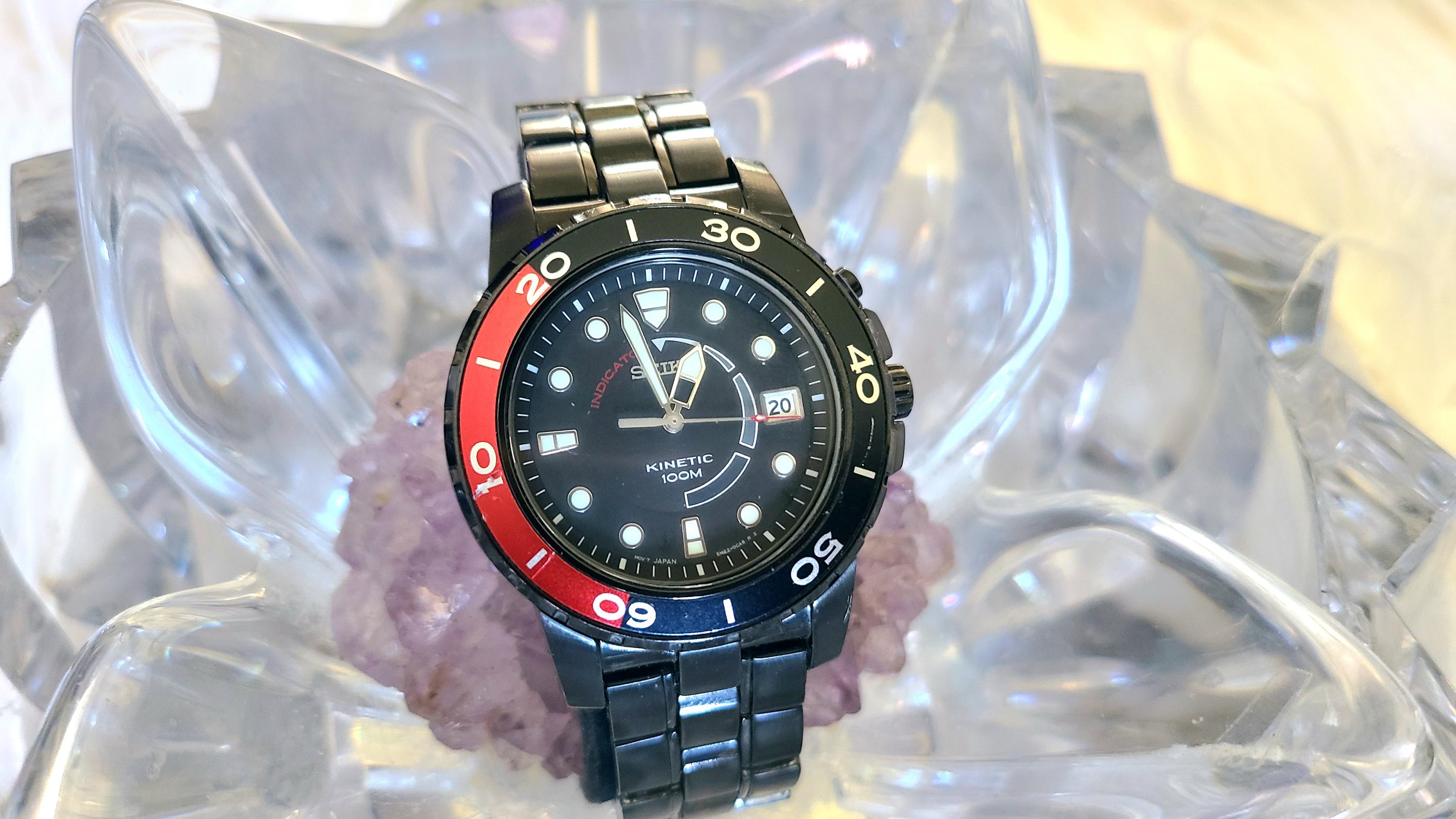 Seiko Kinetic Black Ion Black Dial 100m Date Men's Wristwatch - Etsy