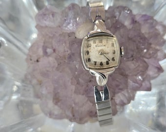 Vintage 60s Ladies Bulova 10K RGP White Gold Mechanical Watch