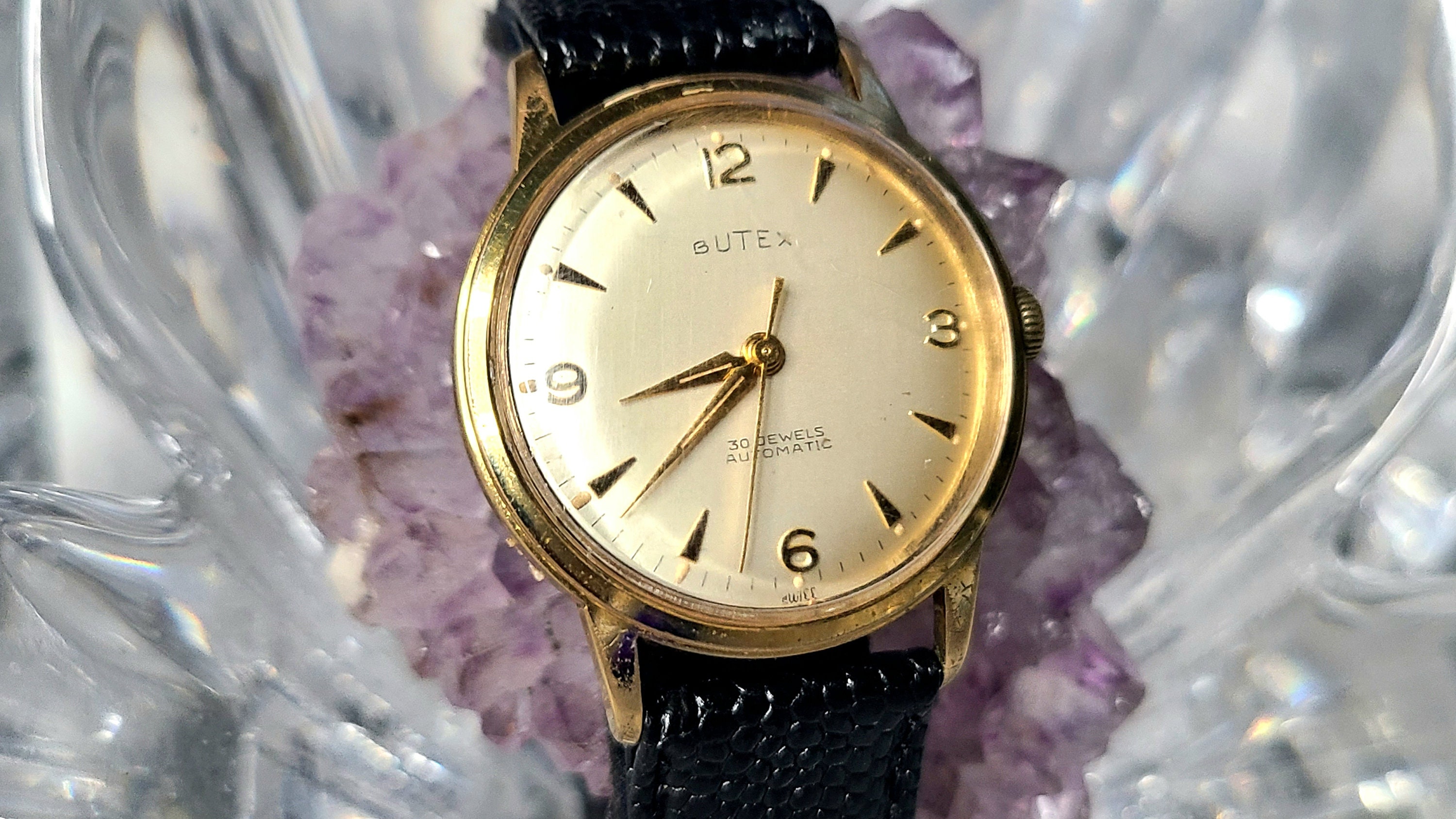 Vintage 60s Butex Swiss 30 Jewel Automatic Gold Tone Men