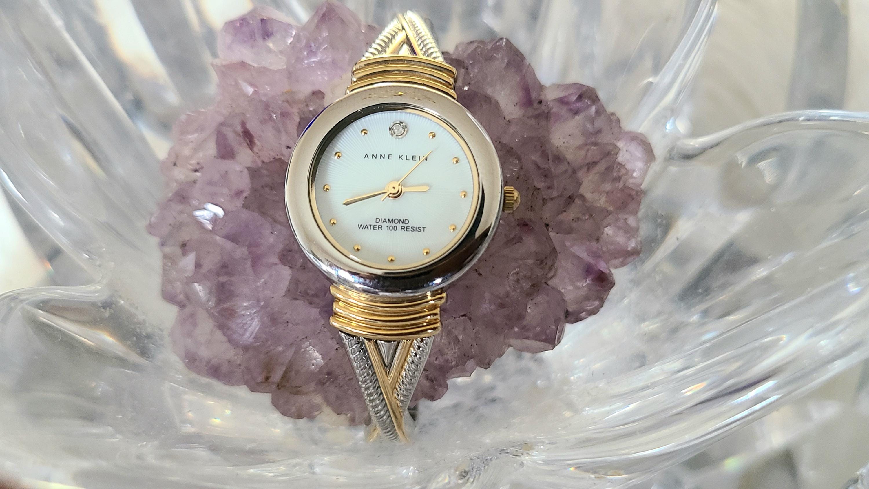 Ladies Anne Klein Diamond 10/9069 Two Tone Stainless Bangle Band