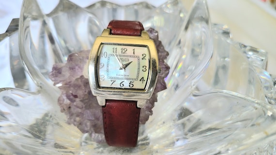 Ecclissi Sterling Silver 925 Women s Red Leather Band Quartz Watch Etsy Canada