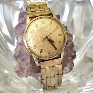 1950s Hamilton Men's 10krgp Gold Swiss 17 Jewel Textured Sea
