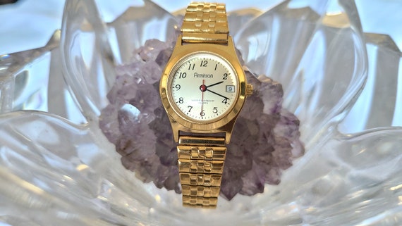 Vintage Armitron Quartz Gold Tone Women s Wrist Watch Expansion Band Etsy UK