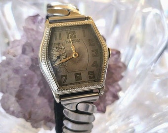 Rare 1927  ILLINOIS Art Deco Special Model B 14k RGF 15 Jewels Men's Watch