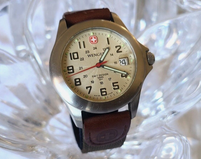 Wenger Swiss Made Military Watch SMT Design 100m With Nylon and Leather ...