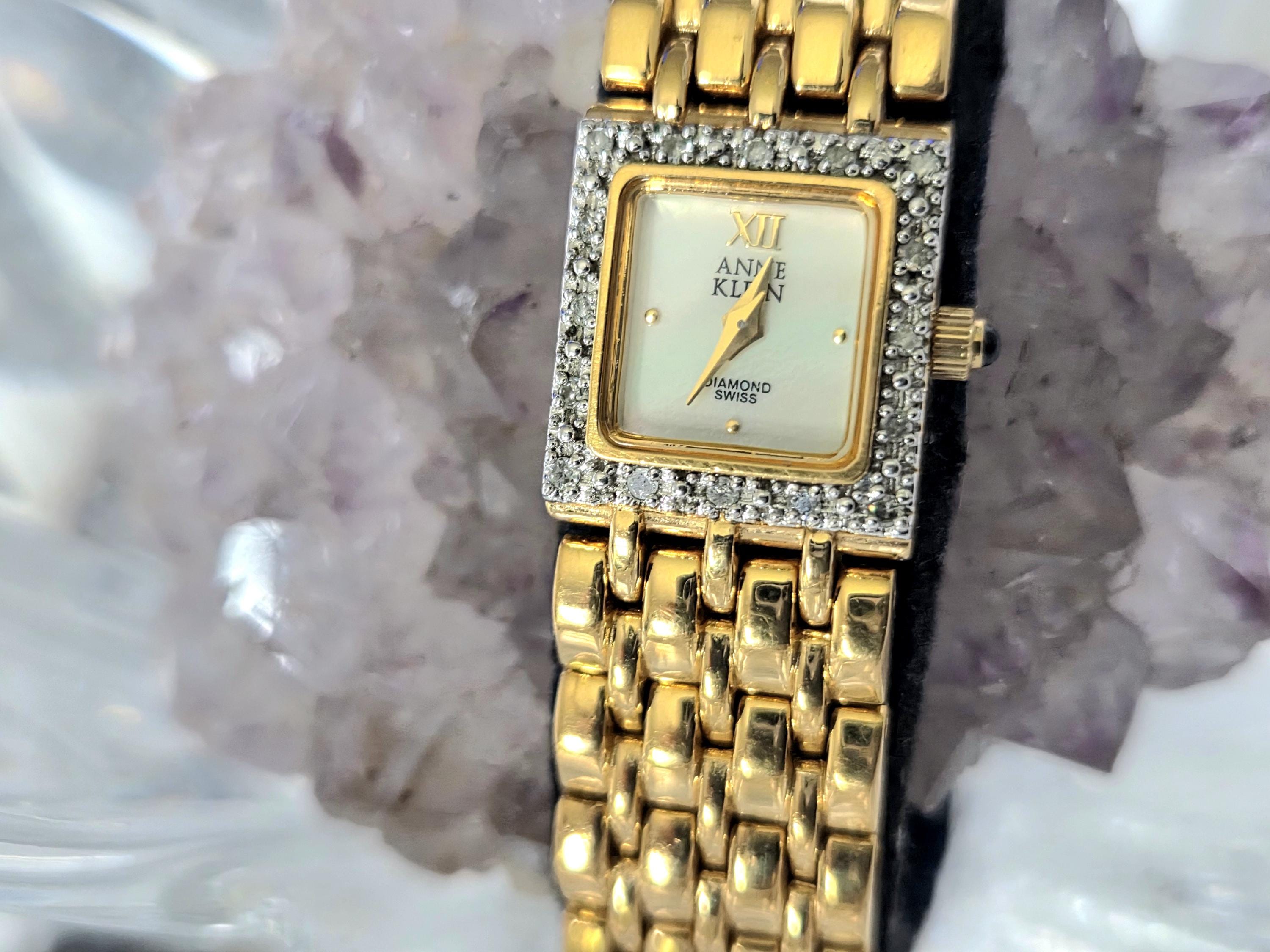 X Anne Klein Diamond Swiss Gold and Silver Tone Case Crystal-Studded Watch Anne Klein Gold Two-Tone Ladies Bracelet Watch - Samsclub.com main image 4