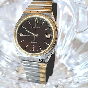 Rare Vintage  CERTINA DS swiss 7 jewel Quartz Sapphire Crystal Brown Dial Men&#39;s Watch