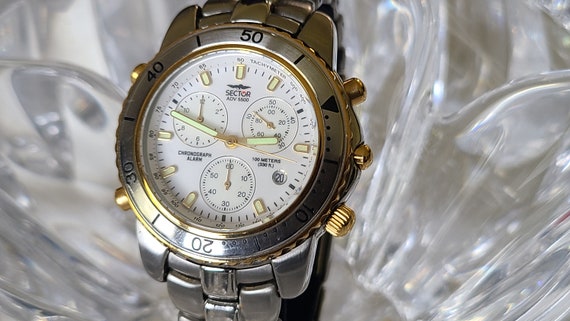 Zeldzame SECTOR ADV 5500 chronograaf alarm 12 juwelen heren quartz