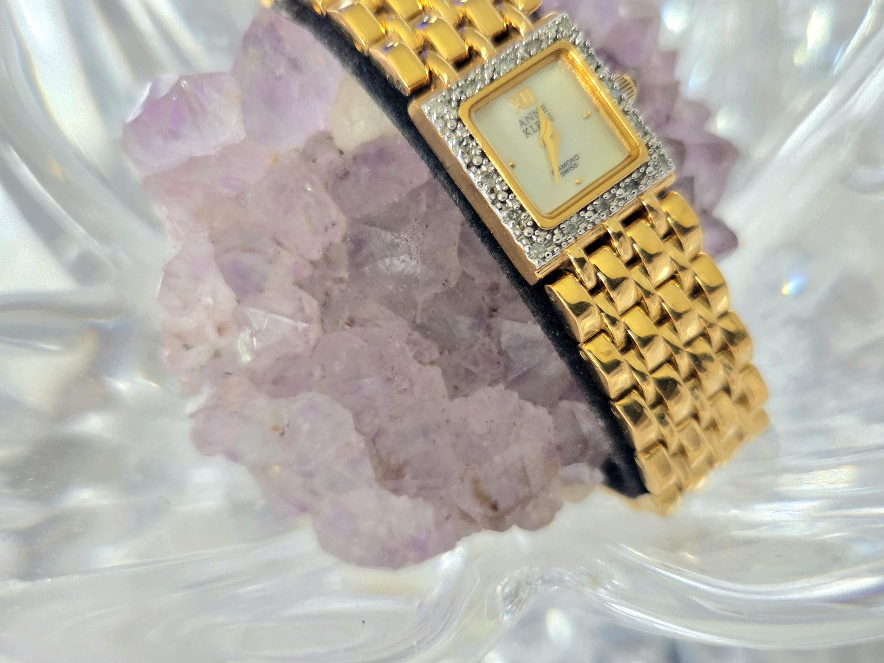 Anne Klein Womens Gold Tone Diamond Watch MOP Dial New Battery Runs AK2670 Anne Klein New York Diamond Womens Watch 20mm Gold MOP New  main image 2