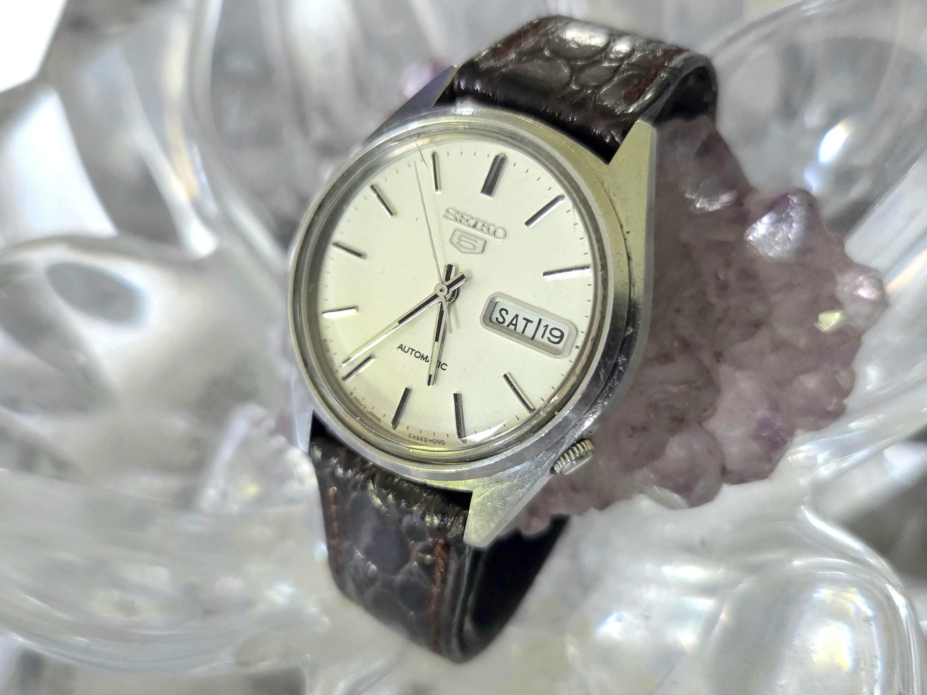 SEIKO シルバーの掛け時計 80s Vintage 80s Seiko 5 Automatic 6309-7150 Day Date 36mm Men's Watch
