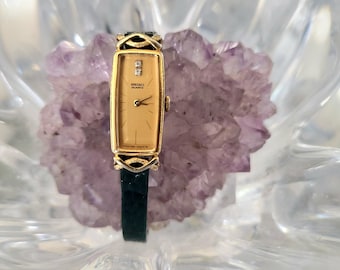 Vintage Seiko Diamond 6 Jewel Quartz Click Set Gold Tone Women&#39;s Watch