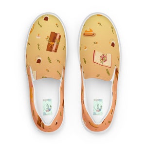 Autumn Ombre Womens Slip-on Canvas Shoes, Book Lovers Cozy Sneakers, Fall Readers Orange Tennis Shoe