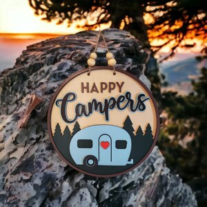 Happy Campers - Wooden Door Hanger