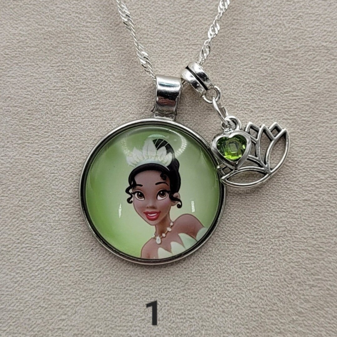 New Princess Tiana Necklace, Princess & the Frog Crystal Charm Necklace