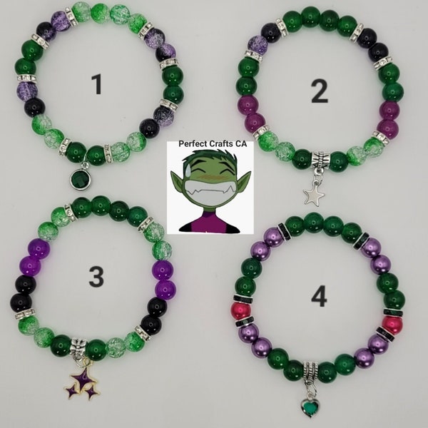 Matching Cartoon Bracelets, Beast Boy and Raven Teeny Titans new collection bracelets, Mix and match any bracelets