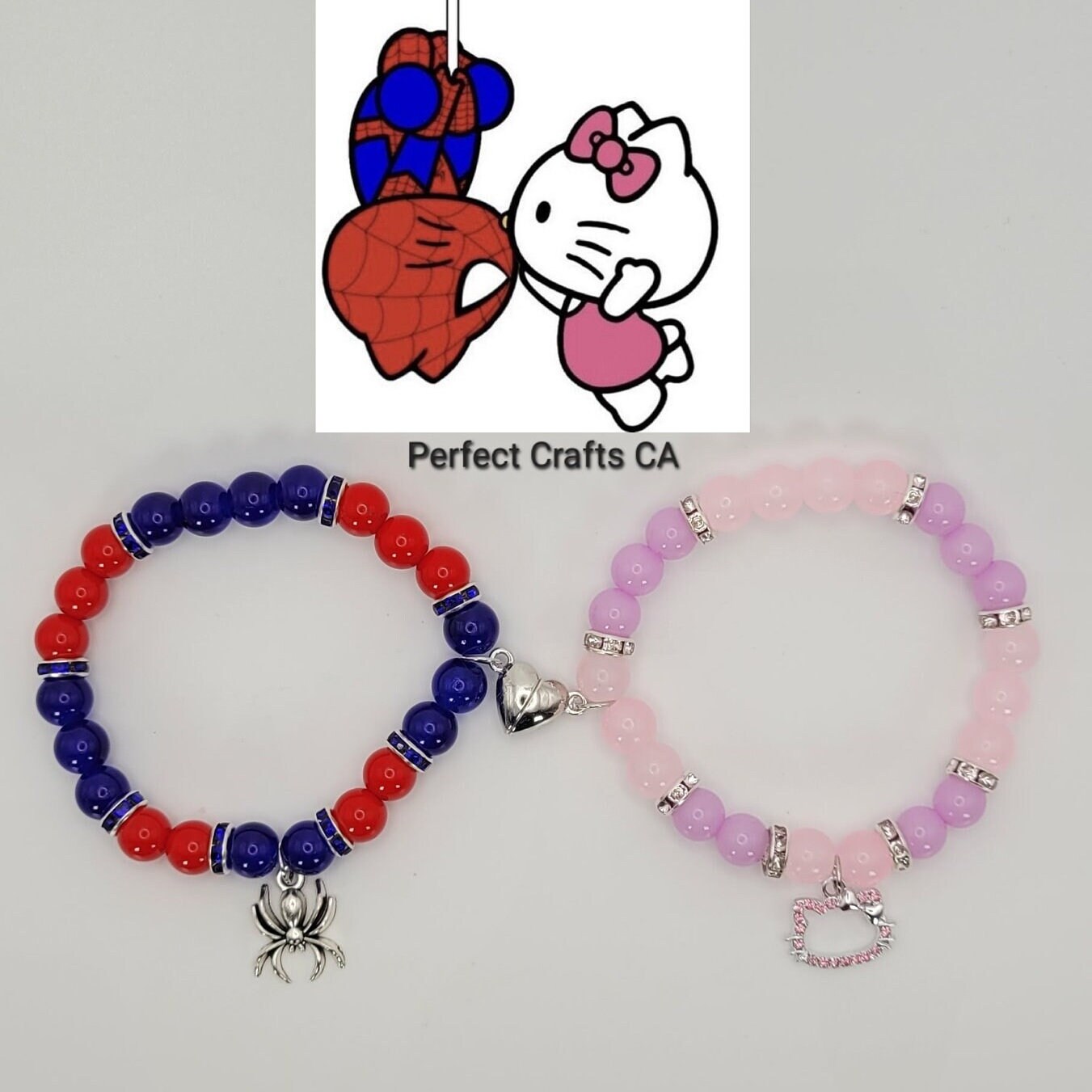 *pre order *spider-man and hello kitty matching bracelet set