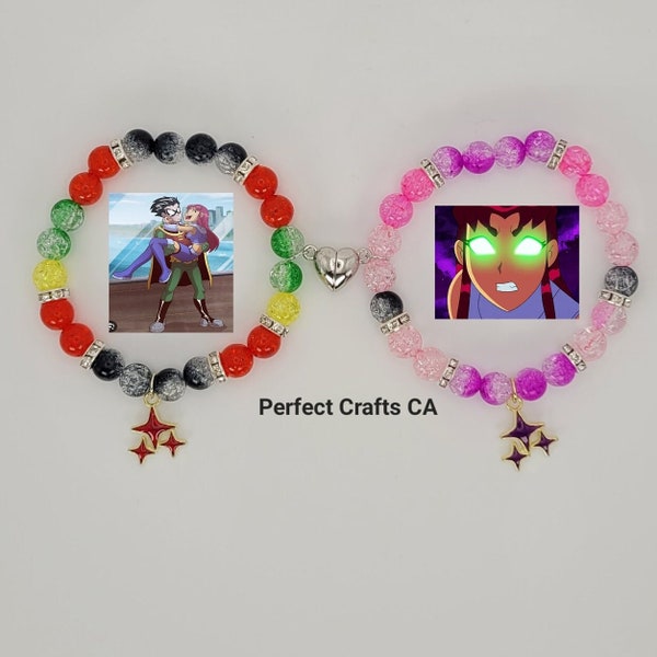 Set of 2 Matching Cartoon Bracelets Robin and Starfire