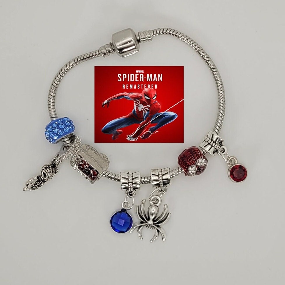 Spiderman Charm Bracelet, Spiderman Silver Charm Bracelet, Spiderman  Pendant Charm Bracelet, Spiderman Silver Pendant Bracelet 