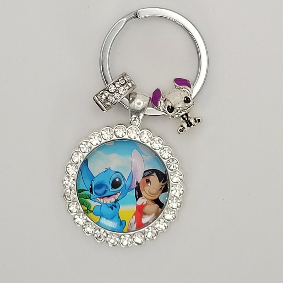 Stitch and Angel Keychain Stitch Crystal Keychain Cartoon Etsy