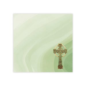Celtic Cross Post-it® Note Pad - designer - watercolor sticky notes, Irish medieval, green gradient, gift for cross lover - 50 sheet, 2 size