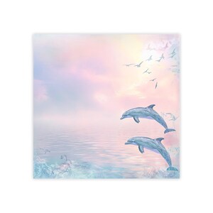 Dolphins Post-it® Note Pads - Designer - pastel ocean, pink dawn, aquatic mammal, sticky notes, gift for dolphin lovers - 50 sheets, 2 sizes