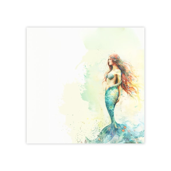 Mermaid Post-it® Note Pads - sea ocean watercolor, siren, water nymph, distressed style, gift for mermaid lovers - 50 sheets, 2 sizes