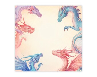 Dragons Post-it® Note Pad - designer - flight drakes, wing horde, pastel medieval, sticky notes, gift for dragon lover - 50 sheets, 2 sizes
