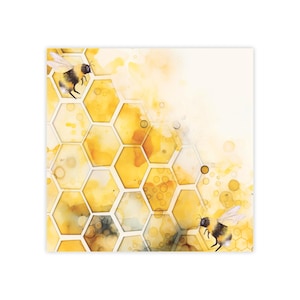 Honeycomb Post-it® Note Pads - designer - honey watercolor sticky notes, yellow bumblebees, gift for honey bee lovers - 50 sheets, 2 sizes