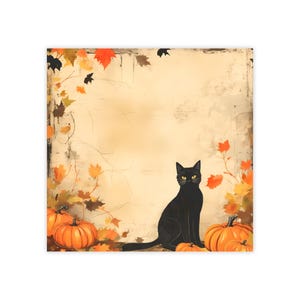 Post-it® Note Pads - Black cat with pumpkins, cottagecore, magical gift for notetakers - 50 sheets, 3" x 3" or 4" x 4", 2 sizes