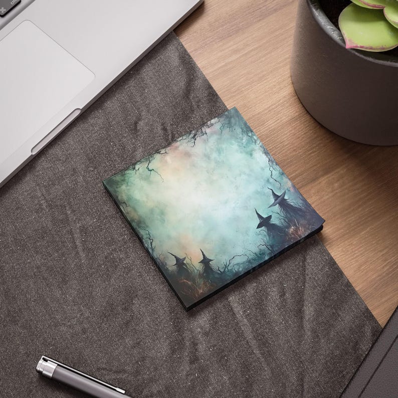 Bloc de notas adhesivas Post-it® de brujas, de diseño, con temática mágica, de ambiente espeluznante y aterrador, para noches de aquelarre, regalo para amantes de las brujas, 50 hojas, 2 tamaños imagen 7