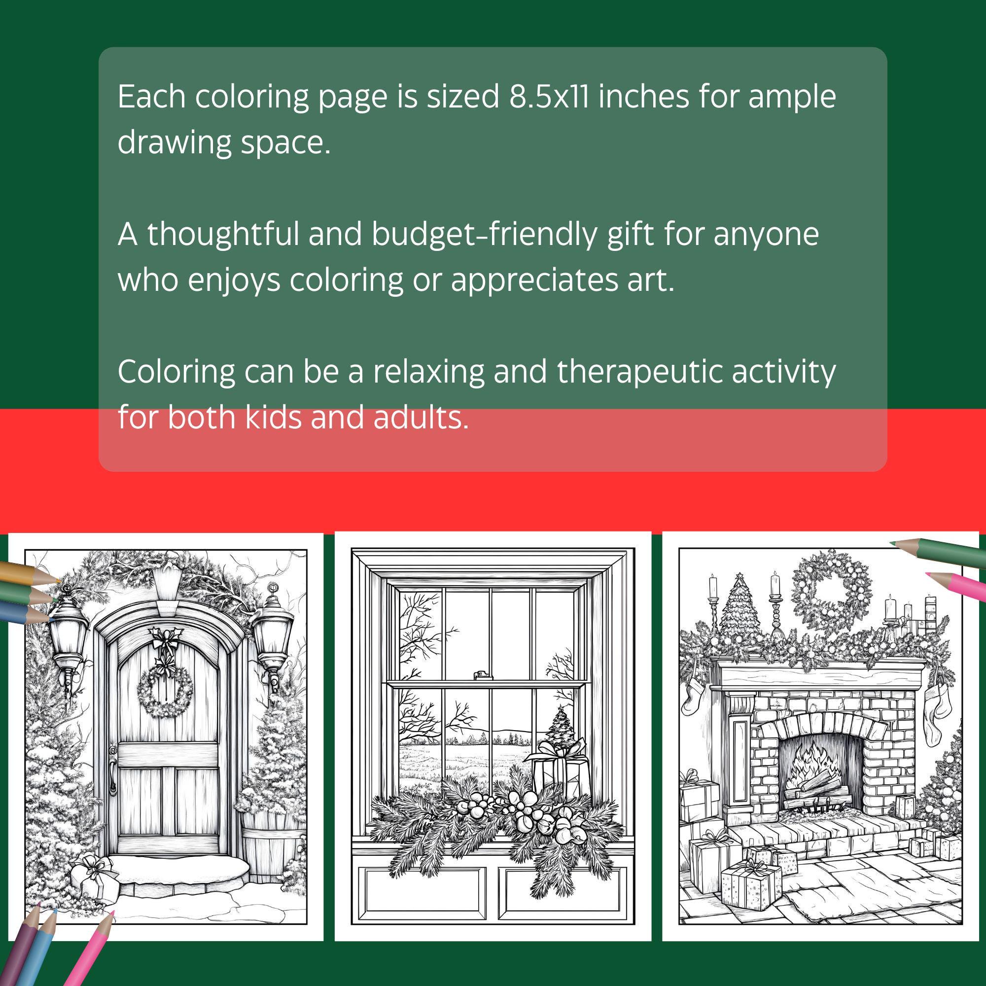 25 Coloring Pages - Christmas Vibe | 8.5x11 Inches | Printable PDF ...