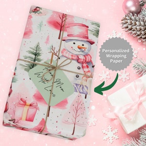 Carta da regalo personalizzata per le feste - Carta da regalo natalizia personalizzata con pupazzo di neve rosa pastello