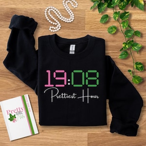 Pink and Green Sorority Sweatshirt - Prettiest Hour Gift for Her - Sorority Initiation and Line Gifts