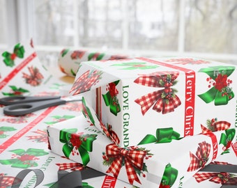 Festive Customized Gift Wrap Paper - Coquette Style Personalized Christmas Packaging