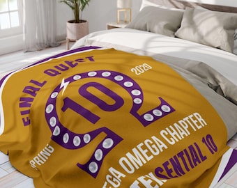Custom Omega Fraternity Blanket: Personalized Sherpa Fleece Blanket Gift– Fraternity Brother Gift for Initiation, Crossing, and Celebrations