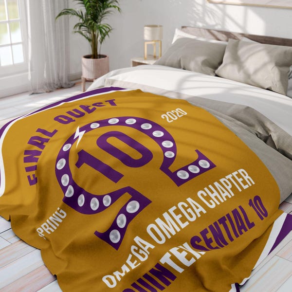 Custom Omega Blanket: Personalized Sherpa Fleece Blanket Gift– Fraternity Brother Gift for Initiation, Crossing, and Celebrations
