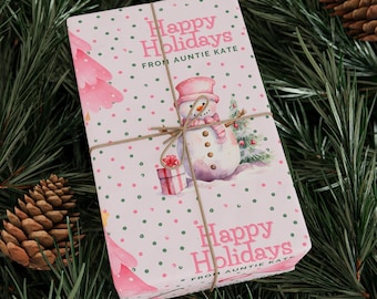 Festive Customized Gift Wrap Paper - Pastel Pink Personalized Christmas Wrapping Paper