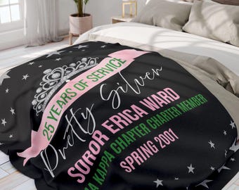 Personalized Sorority Sherpa Fleece Blanket - Custom Silver Member 25 Year Soror Gift