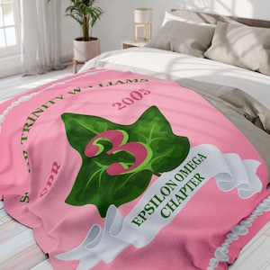 Custom Ivy and Pearls Blanket: Personalized Sorority Sherpa Fleece Blanket Gift – Sorority Sister Gift for Initiations and Celebrations